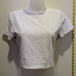 Babaton White Short Sleeve Crop Top Size Large